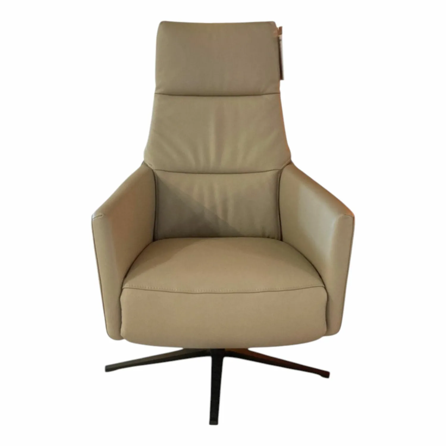 DFM Relaxsessel|Drehsessel Possitano Relax M Leder L30 Safari Beige Sternfuß Metall Schwarz Mit Herz Waage Funktion