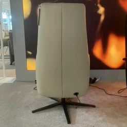 DFM Relaxsessel|Drehsessel Possitano Relax M Leder L30 Safari Beige Sternfuß Metall Schwarz Mit Herz Waage Funktion