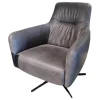 Comfort Republic Relaxsessel|Drehsessel Rufus Niedrig Leder Grey PG RET Grau Kreuzfuß Metall Schwarz