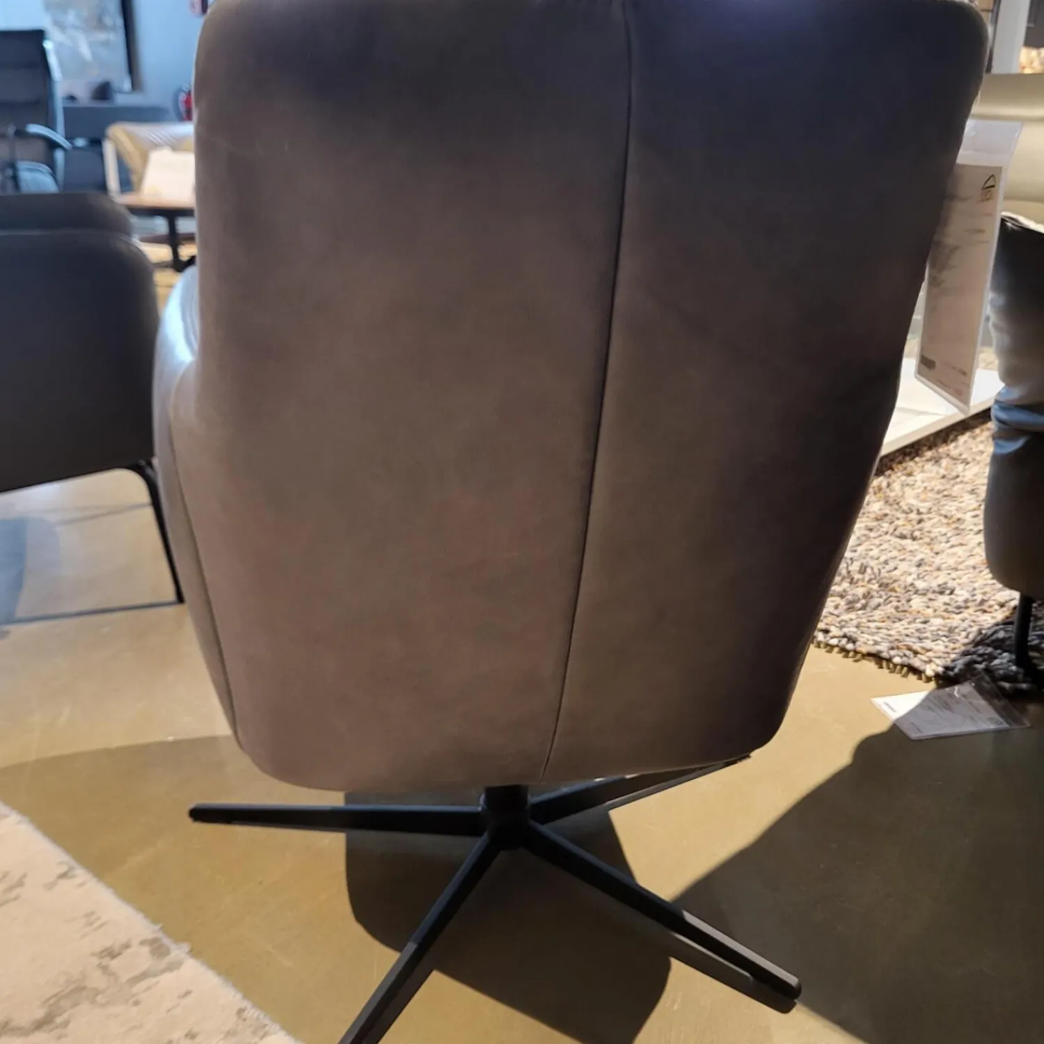 Comfort Republic Relaxsessel|Drehsessel Rufus Niedrig Leder Grey PG RET Grau Kreuzfuß Metall Schwarz