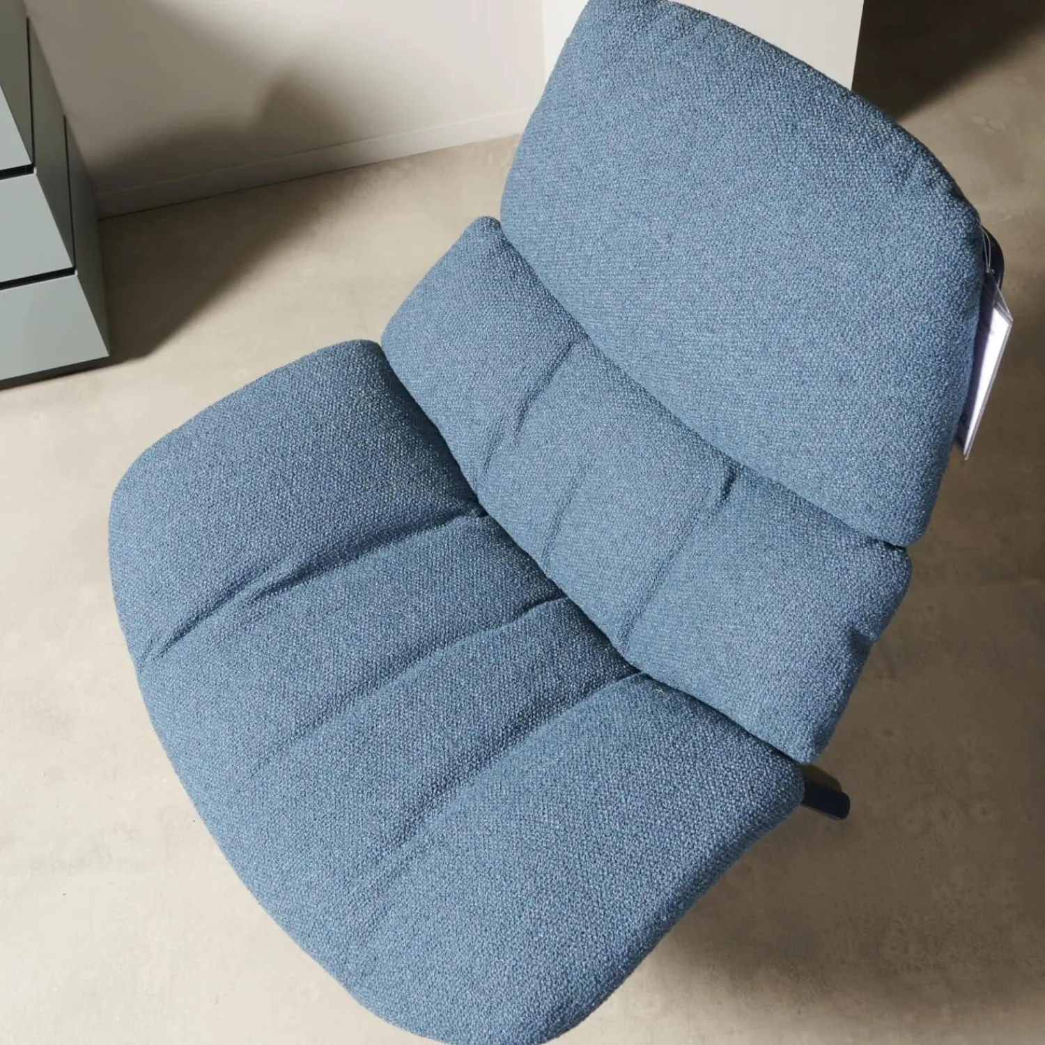 COR Loungesessel|Drehsessel Shrimp Stoff 8214 Blau Petrol Gestell Und Schale Graublau Mit Hocker