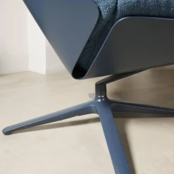 COR Loungesessel|Drehsessel Shrimp Stoff 8214 Blau Petrol Gestell Und Schale Graublau Mit Hocker