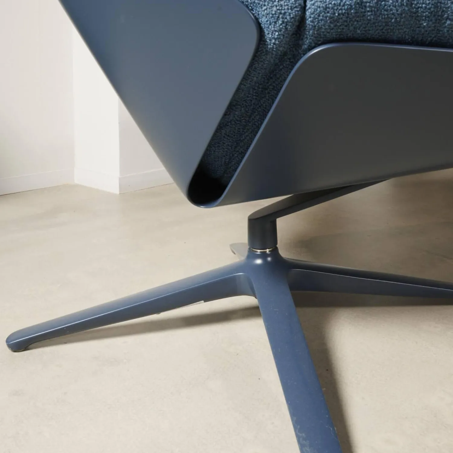 COR Loungesessel|Drehsessel Shrimp Stoff 8214 Blau Petrol Gestell Und Schale Graublau Mit Hocker