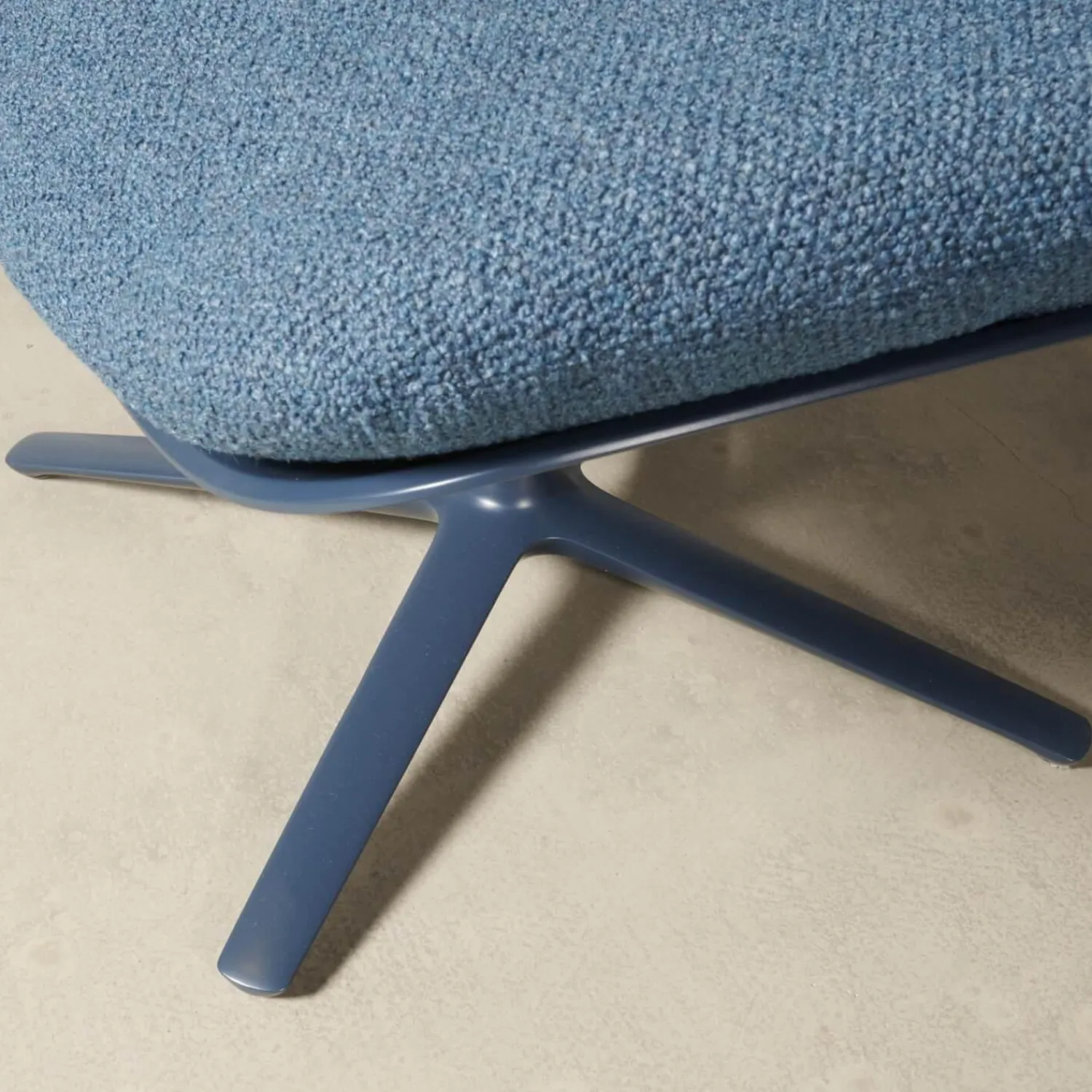 COR Loungesessel|Drehsessel Shrimp Stoff 8214 Blau Petrol Gestell Und Schale Graublau Mit Hocker