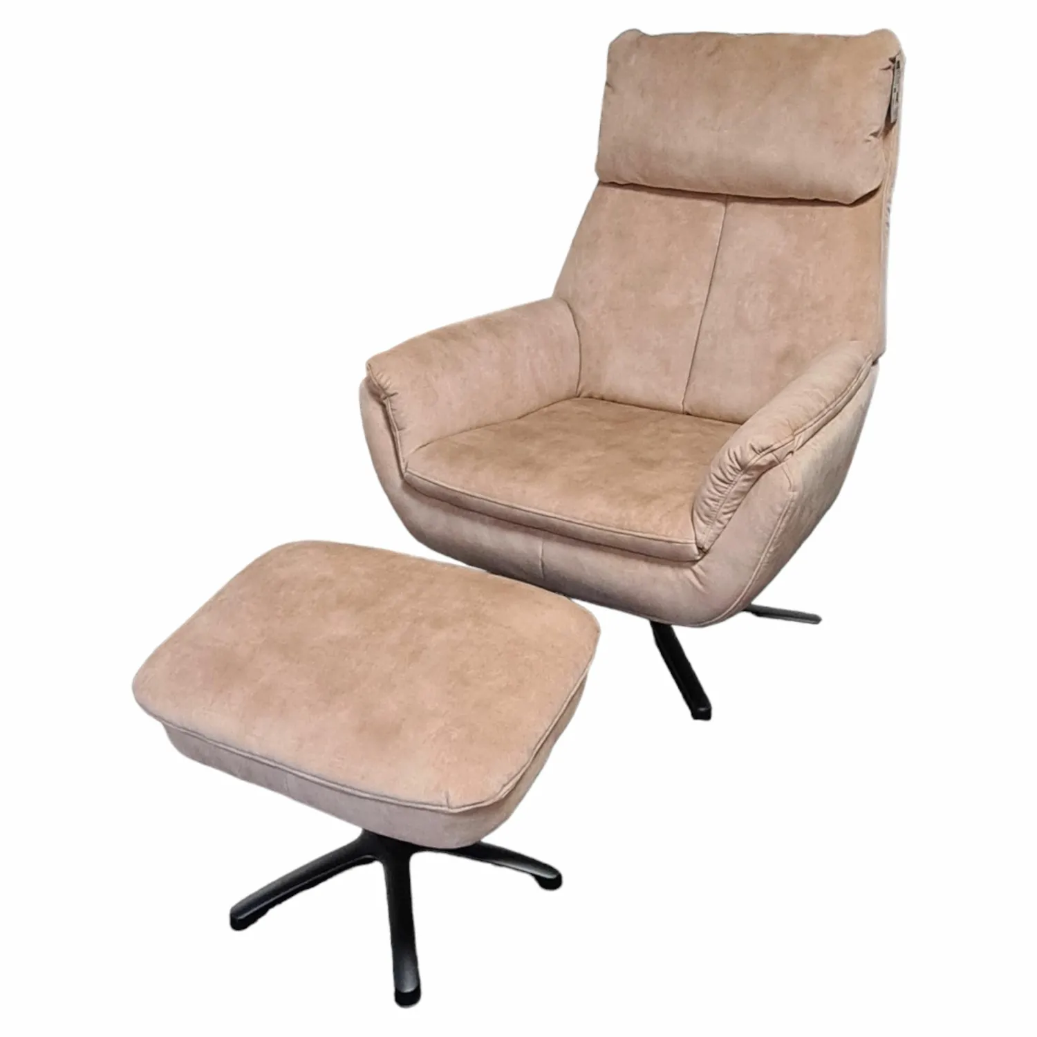 Megapol Loungesessel|Relaxsessel|Drehsessel Typ 1D MP-RS20079 Stoff Amira Desert Braun Beige Sternfuß Pulverbeschichtet Schwarz