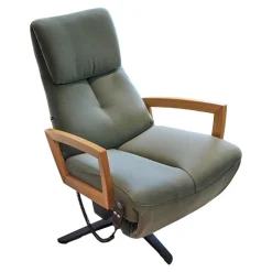 PM Oelsa Relaxsessel|Drehsessel WK 616 Carlos S Leder G Davinci Jungle Grün Armteile Holz Eiche Geölt 4 Sternfuß Metall Schwarz