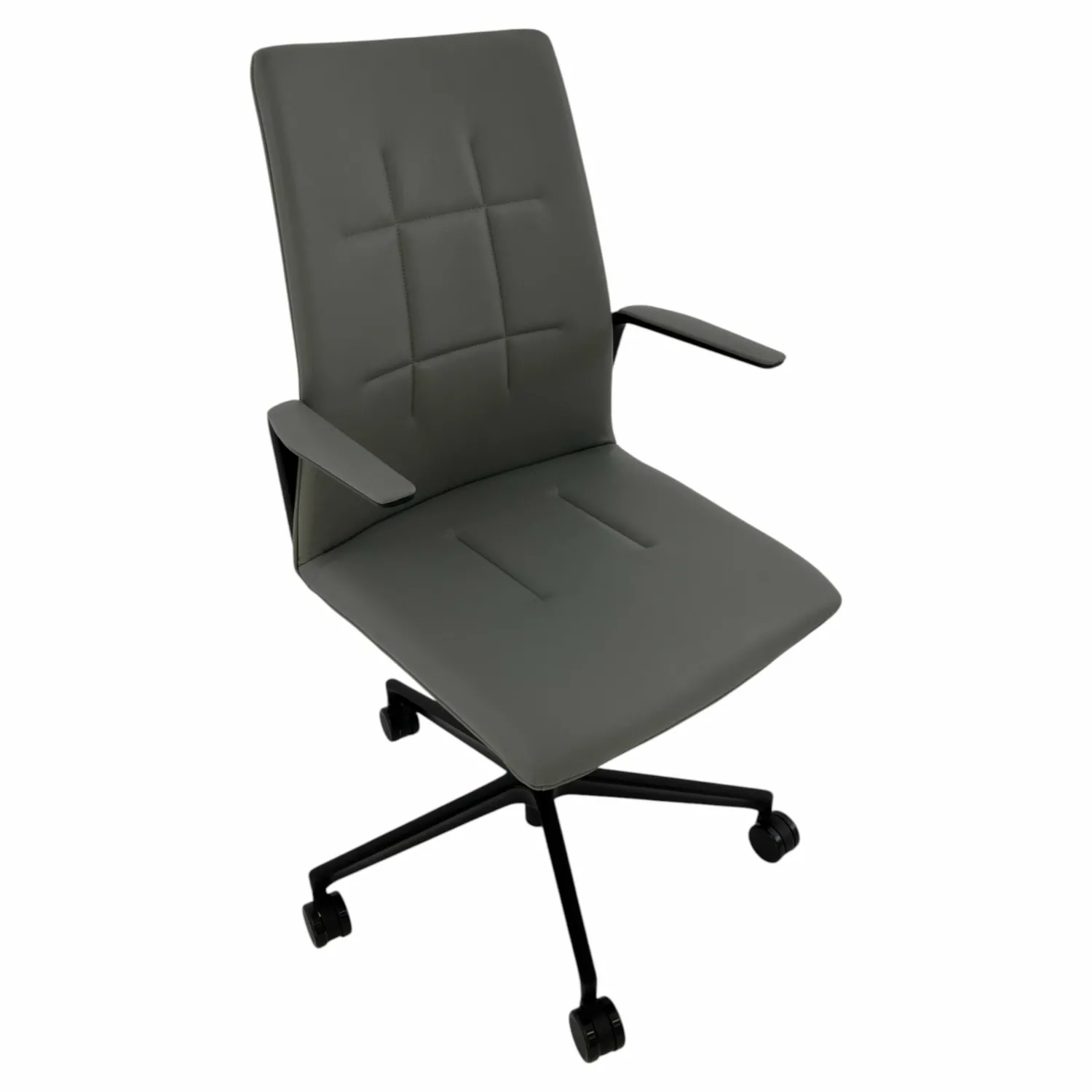 Walter Knoll Bürostühle|Drehstuhl Leadchair Evo Leder Congress 1440 Marram_x000b_Grau Gestell Schwarz Matt Pulverbeschichtet