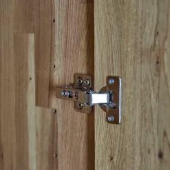 m&h Kleiderschränke|Drehtürenschrank Endlosschrank Wildeiche Massiv Parkettverleimt mit Beleuchtung