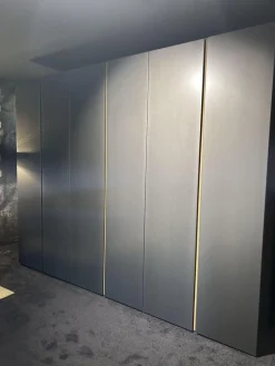 Paul Lindberg Kleiderschränke|Drehtürenschrank Joao Lack Matt Grau Metallic Griff Eiche Bianco