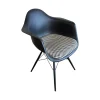 Vitra Einzelstühle|Eames Plastic Armchair DAW Sitzfläche Stoff Checker 01 Schwarz Weiß Schale Kunststoff Gestell Massivholz Ahorn Schwarz Lackiert