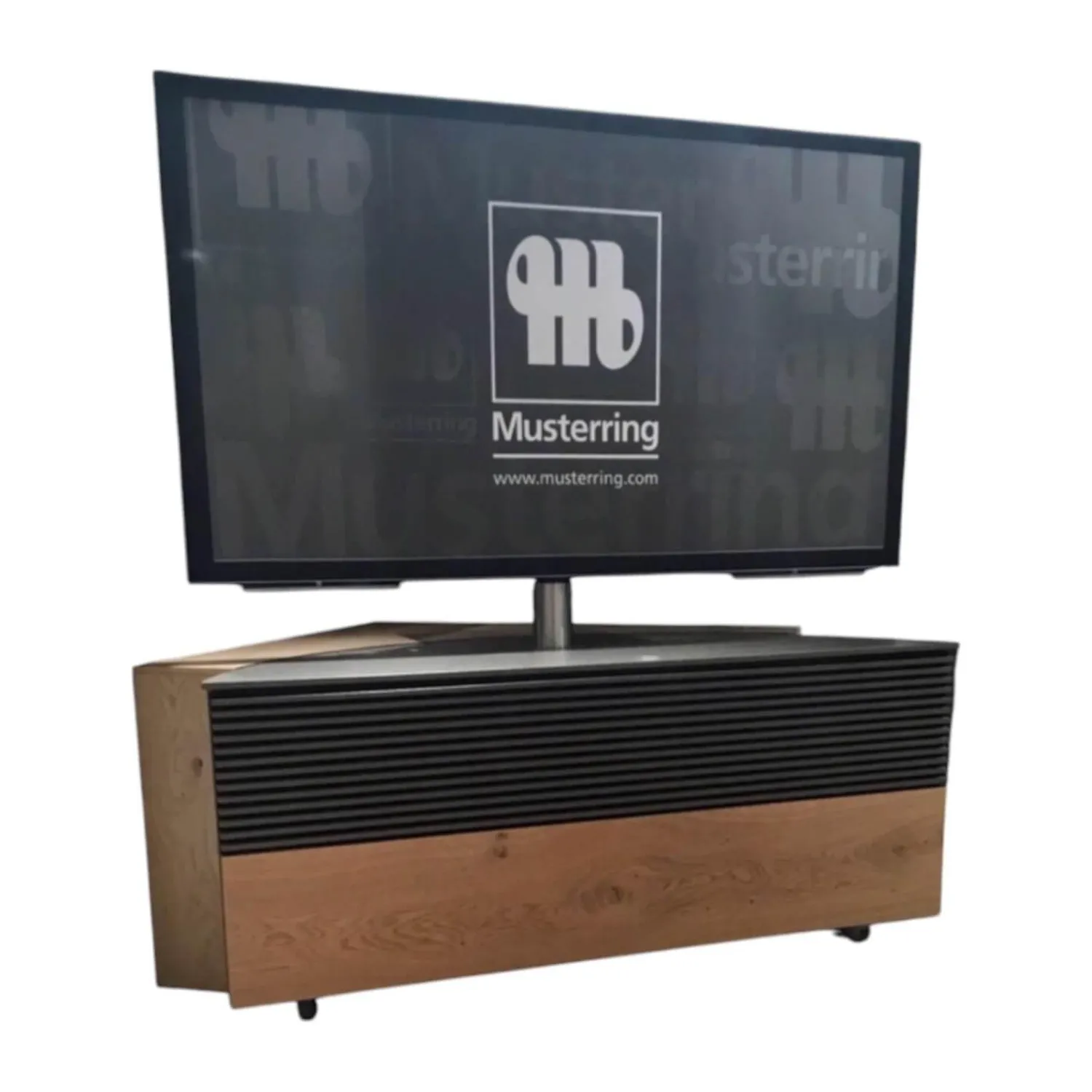 Musterring Wohnwände & Tv-Lowboards|Eck Lowboard Media Corner 709 BB CCC 000 Balkeneiche Furniert Bianco Lack Cubanit Grau