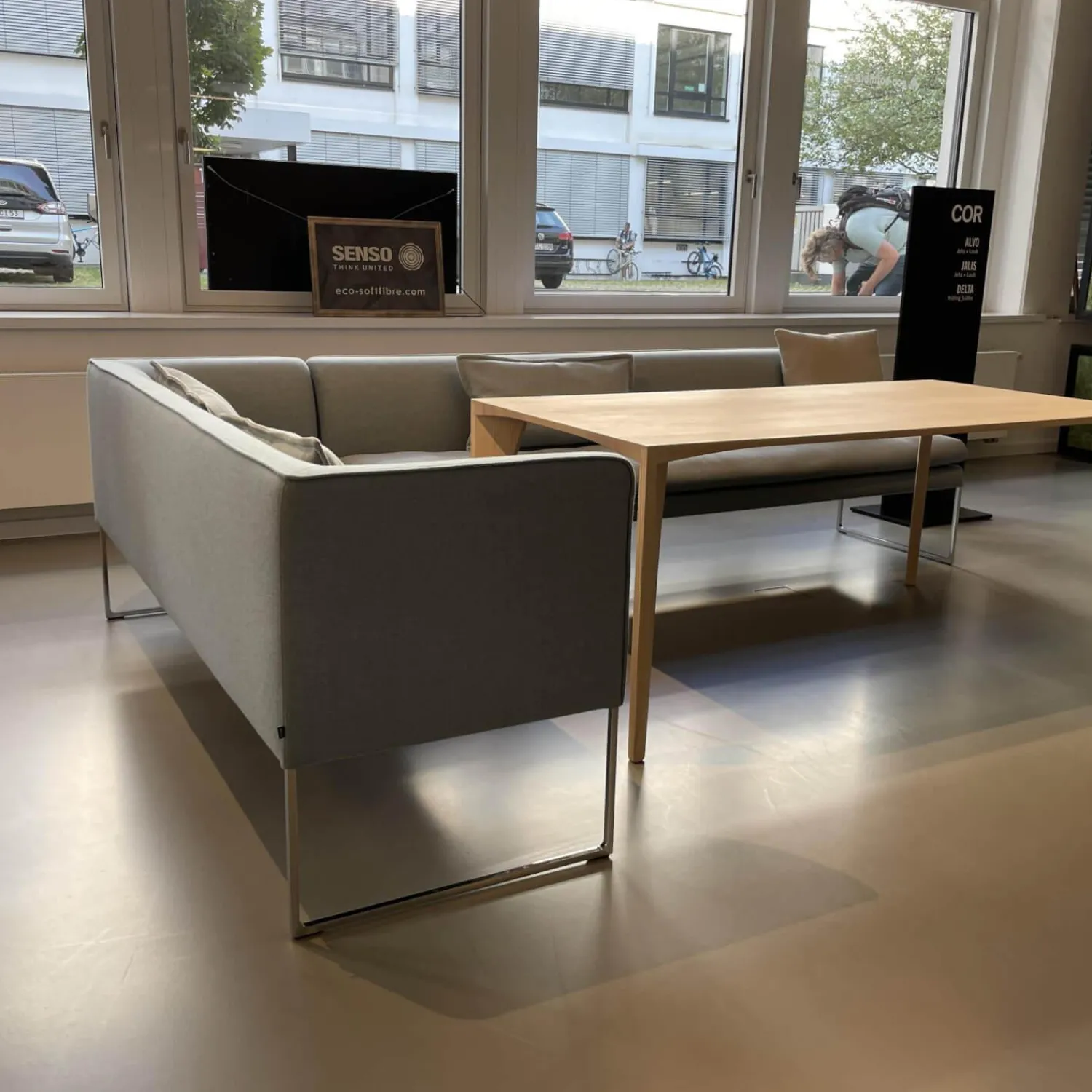 COR Bänke|Eckbank Mell Stoff Hellblau Metallgestell Verchromt, Stoff 9705 - hellblau