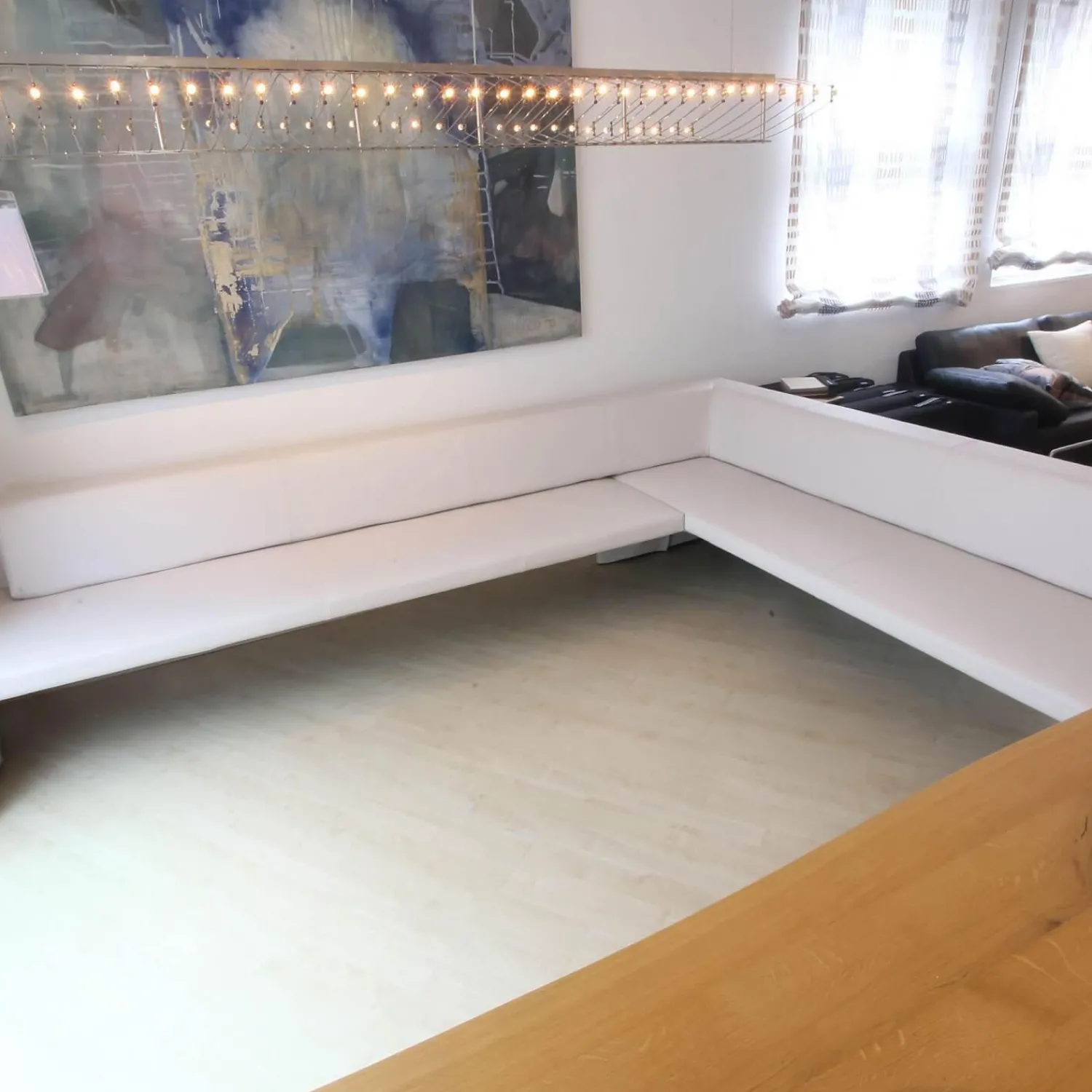 Walter Knoll Bänke|Eckbank Together 290 Bezug Leder Cashmere 1344 Light Grey Hellgrau Mit Kunststoffgleitern