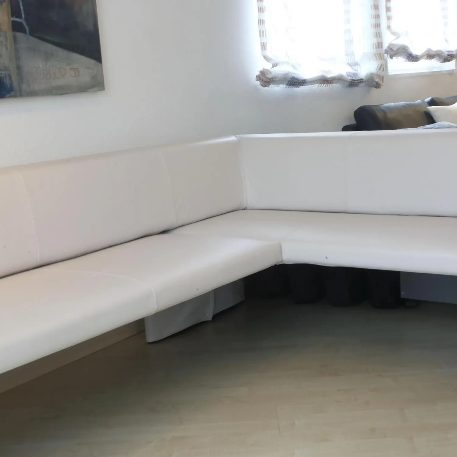 Walter Knoll Bänke|Eckbank Together 290 Bezug Leder Cashmere 1344 Light Grey Hellgrau Mit Kunststoffgleitern