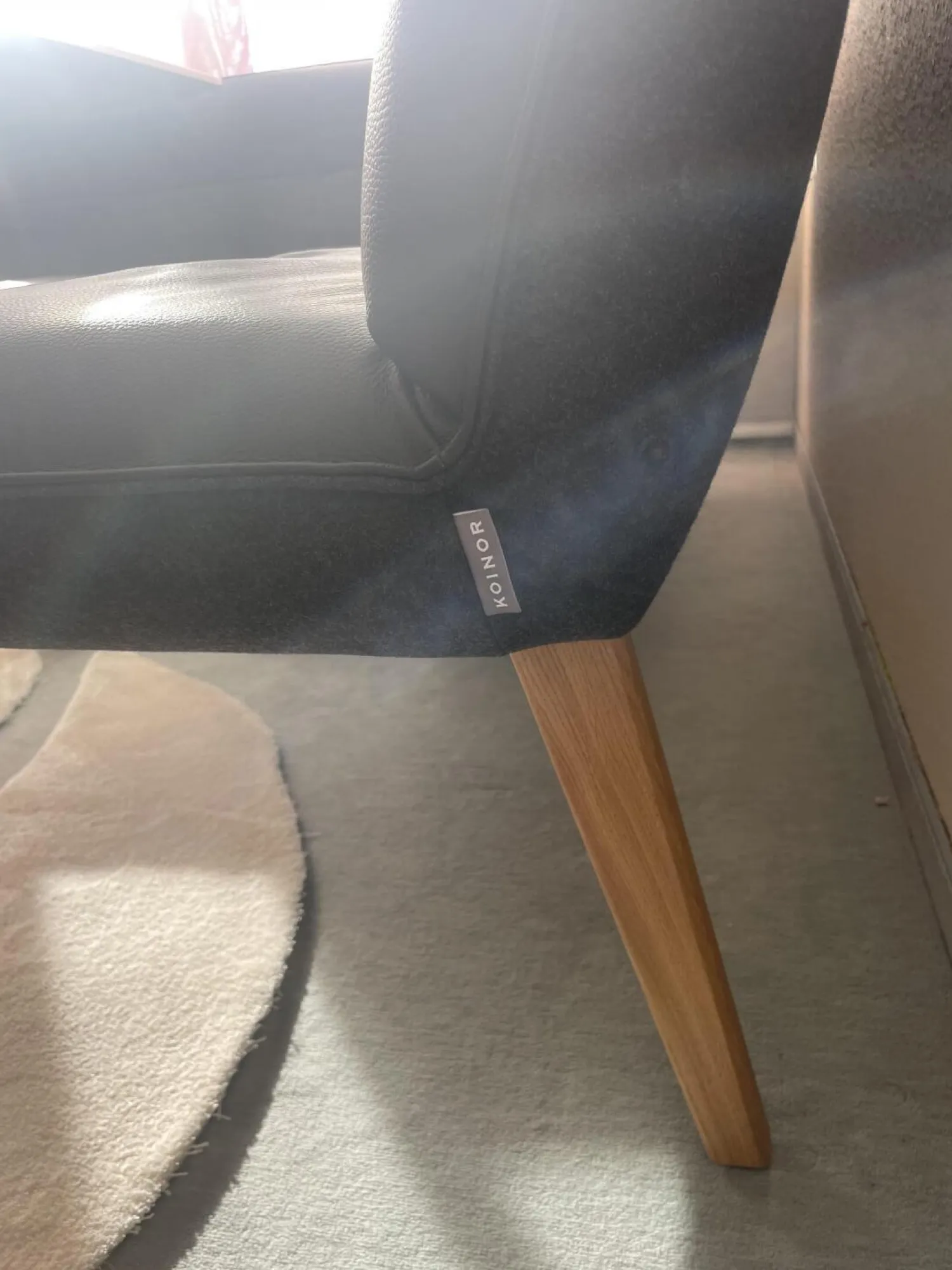 Koinor Essgruppen|Eckbankgruppe Innen Leder Schwarz Außen Filz Anthrazit Gestell Eiche Natur Inklusive Tisch Und Stühle