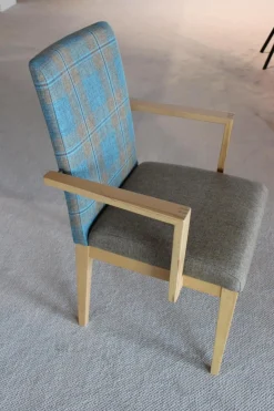 Schösswender Essgruppen|Eckbankgruppe Stoff Happ Uni Beige Karo Türkis Kernbuche Natur Tisch 2 Stühle Eckbank