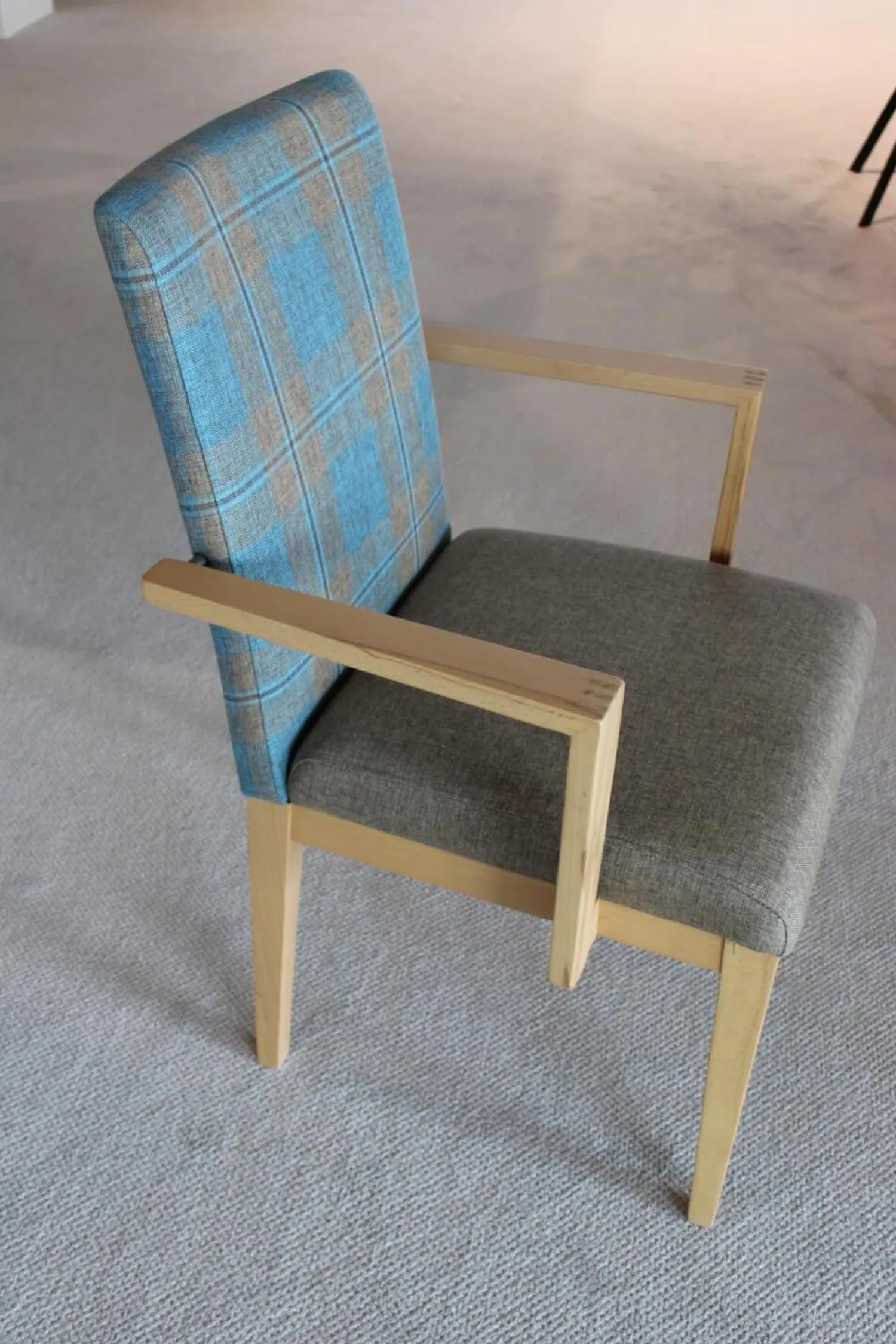 Schösswender Essgruppen|Eckbankgruppe Stoff Happ Uni Beige Karo Türkis Kernbuche Natur Tisch 2 Stühle Eckbank