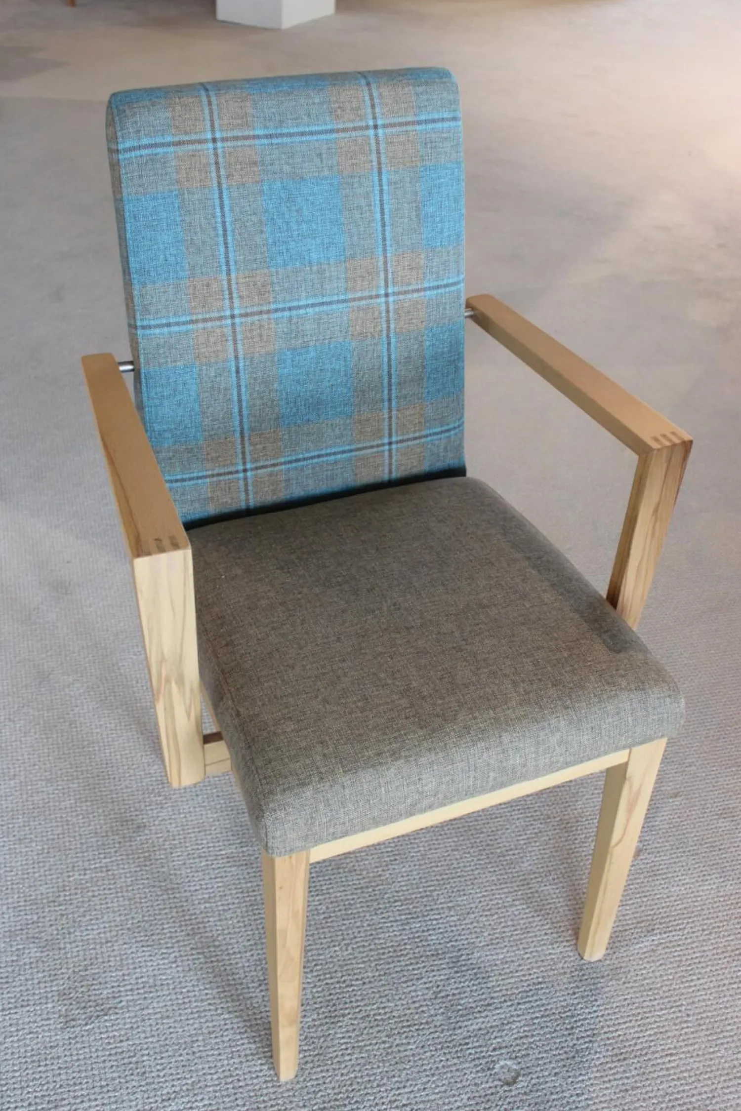 Schösswender Essgruppen|Eckbankgruppe Stoff Happ Uni Beige Karo Türkis Kernbuche Natur Tisch 2 Stühle Eckbank