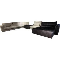 Eigene Herstellung Wohnlandschaften|Eckgarnitur Adino Bezug Stoff 4183 Shaggy 3525 Light Grey Grau Und 1605 Velvet Raven Anthrazit Ohne Kissen