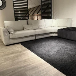 Eigene Herstellung Wohnlandschaften|Eckgarnitur Adino Bezug Stoff 4183 Shaggy 3525 Light Grey Grau Und 1605 Velvet Raven Anthrazit Ohne Kissen