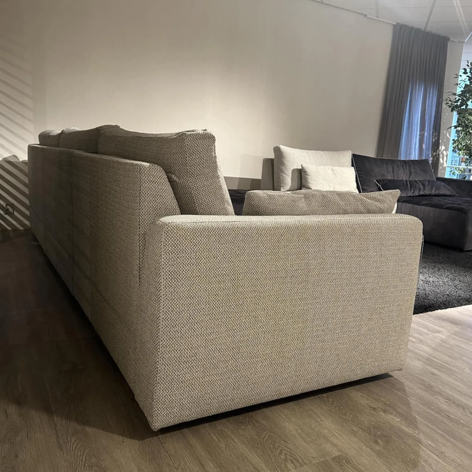 Eigene Herstellung Wohnlandschaften|Eckgarnitur Adino Bezug Stoff 4183 Shaggy 3525 Light Grey Grau Und 1605 Velvet Raven Anthrazit Ohne Kissen