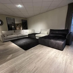 Eigene Herstellung Wohnlandschaften|Eckgarnitur Adino Bezug Stoff 4183 Shaggy 3525 Light Grey Grau Und 1605 Velvet Raven Anthrazit Ohne Kissen