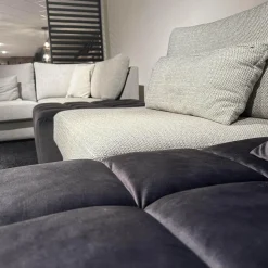 Eigene Herstellung Wohnlandschaften|Eckgarnitur Adino Bezug Stoff 4183 Shaggy 3525 Light Grey Grau Und 1605 Velvet Raven Anthrazit Ohne Kissen