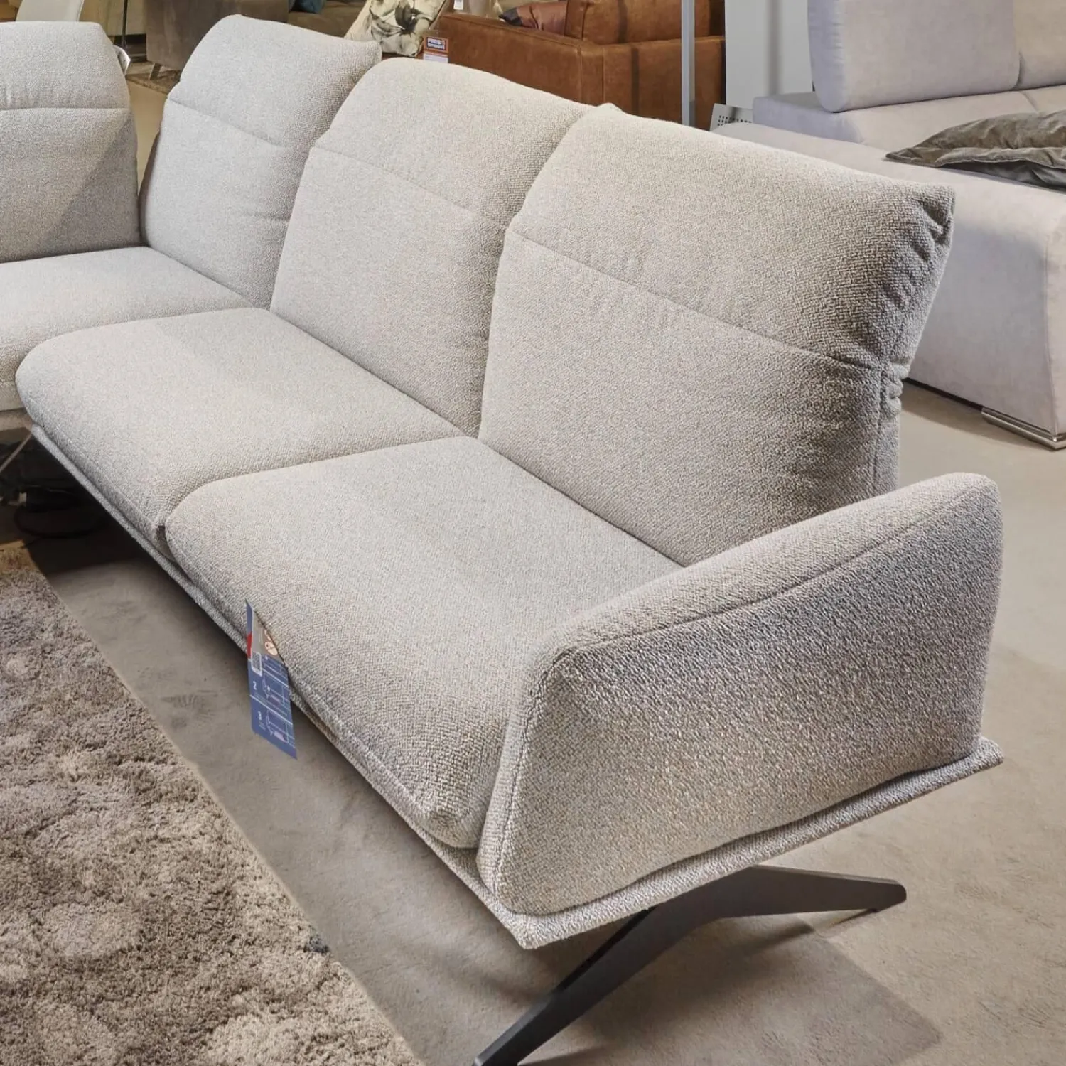 Koinor Ecksofas|Eckgarnitur Calmo Bezug 13 Aquaclean Cosmo Kufe Schwarz Matt Inklusive Motorischer Fußstütze