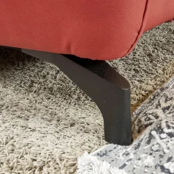 Steinpol Ecksofas|Eckgarnitur Luna Bezug Leder Kevin Cherry Fuß Schwarz Matt Mit Elektrischer Verstellung