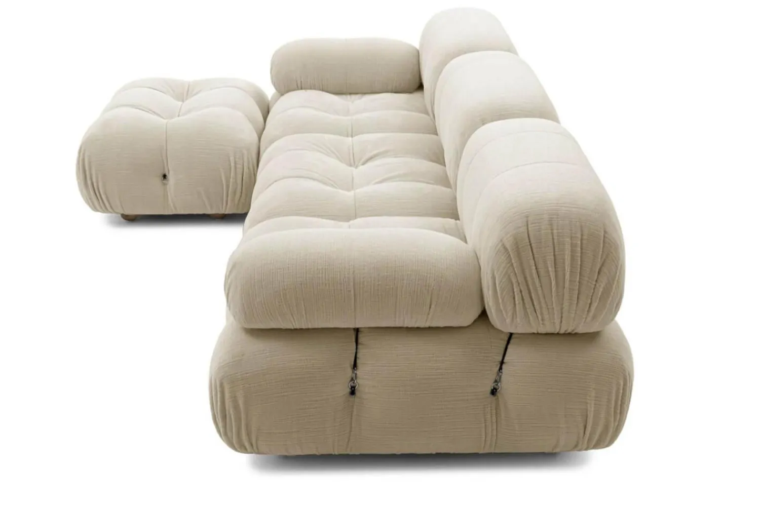 B&B Italia Ecksofas|Eckiges Sofa Camaleonda Stoff Chenille Enia Elfenbein Weiß Untergestell MDF Füße Buche Natur