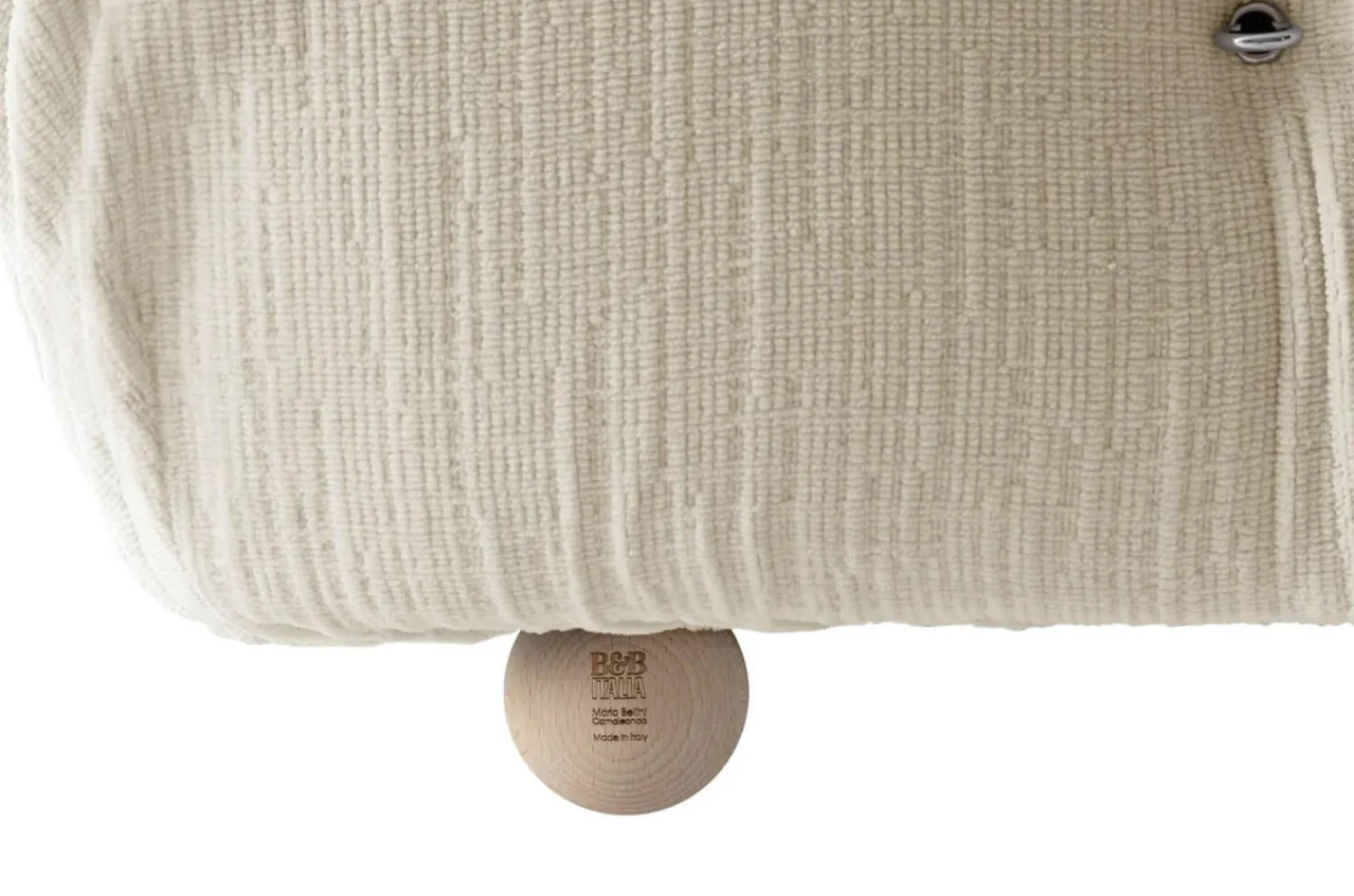 B&B Italia Ecksofas|Eckiges Sofa Camaleonda Stoff Chenille Enia Elfenbein Weiß Untergestell MDF Füße Buche Natur