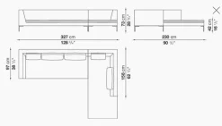 B&B Italia Ecksofas|Eckiges Sofa Charles Stoff Rattier Seil Beige Innenrahmen Stahlrohre Füße Aluminiumguss Inklusive Kissen