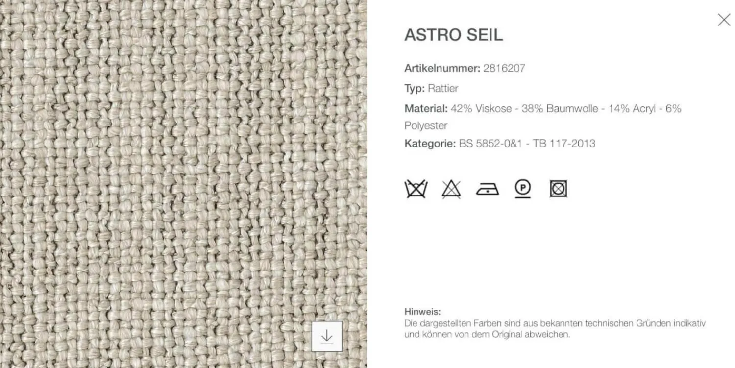 B&B Italia Ecksofas|Eckiges Sofa Charles Stoff Rattier Seil Beige Innenrahmen Stahlrohre Füße Aluminiumguss Inklusive Kissen