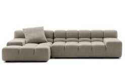 B&B Italia Ecksofas|Eckiges Sofa Tufty Time Stoff Rattier Astro Seil Braun Innenrahmen Stahlrohre Füße Schwarz Mit Rückenkissen