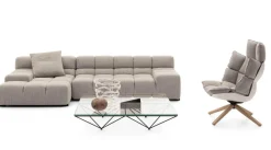 B&B Italia Ecksofas|Eckiges Sofa Tufty Time Stoff Rattier Astro Seil Braun Innenrahmen Stahlrohre Füße Schwarz Mit Rückenkissen