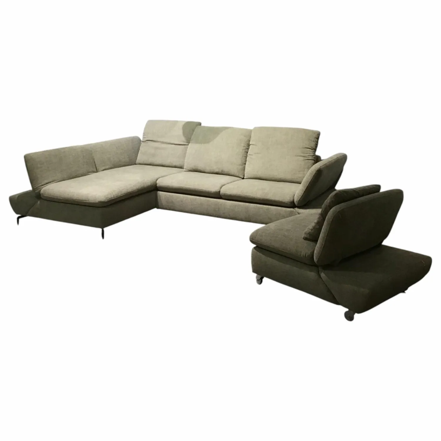 W. Schillig Ecksofas|Eckkombination Wanja Stoff S4337 Leaf Grün Metallfuß Schwarz