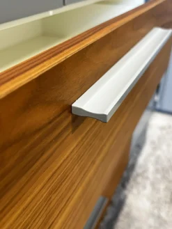 Musterring Kleiderschränke|Eckschrank Aliga Front Und Korpus Lack Platingrau Grau Weiß Absetzung Kernnussbaum Inklusive Beleuchtung