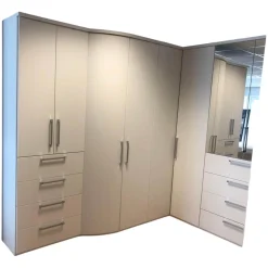 Nolte Kleiderschränke|Eckschrank Horizont 10 Polarweiß Innen Leinenoptik