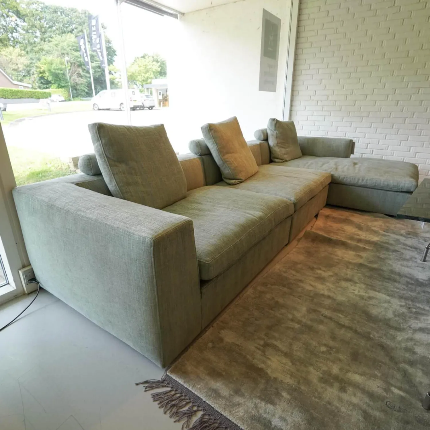 Eilersen Ecksofas|Ecksofa Bas Stoff Hellgrau Beine Kiefer Schwarz Gebeizt