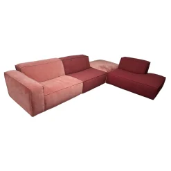 Easy Sofa Ecksofas|Ecksofa 22000 Bezug Materialmix 25163 Rosa Und Rot Fuß Schwarz