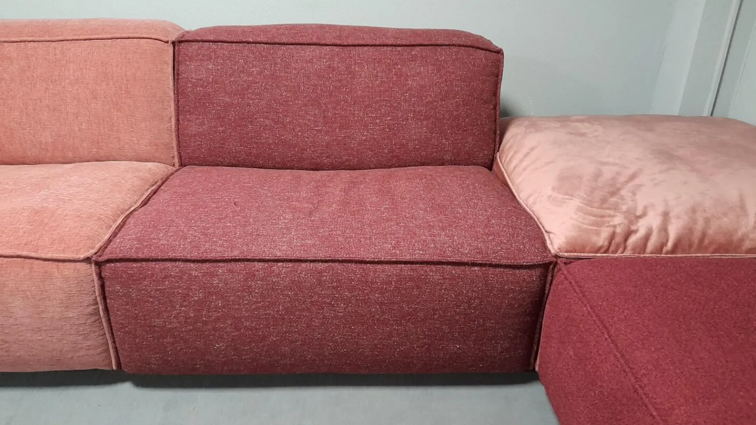 Easy Sofa Ecksofas|Ecksofa 22000 Bezug Materialmix 25163 Rosa Und Rot Fuß Schwarz