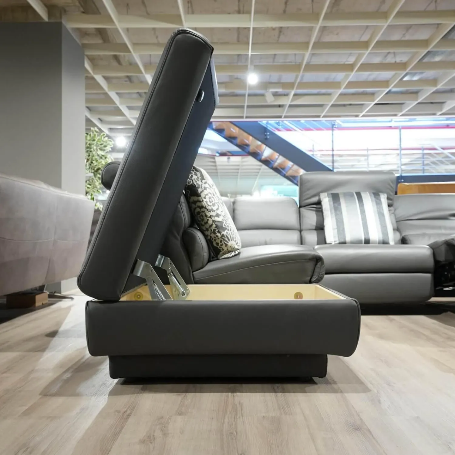 himolla Ecksofas|Ecksofa 1330 Callas Leder 24 Longlife Zinn Grau Mit Elektrischem Wall Free Beschlag