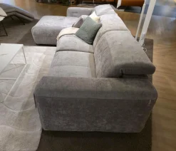 W. Schillig Ecksofas|Ecksofa 34000 Dwayne Stoff V87 21 Silver Grau Füße Kunststoff Schwarz Mit Kopfteilverstellung