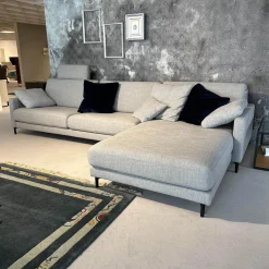 Rolf Benz Ecksofas|Ecksofa 011 Ego G Stoff 18 113 Signalgrau Gussfuß Aluminium Glatt Verkehrsschwarz Inklusive Kopfstütze Und Kissen