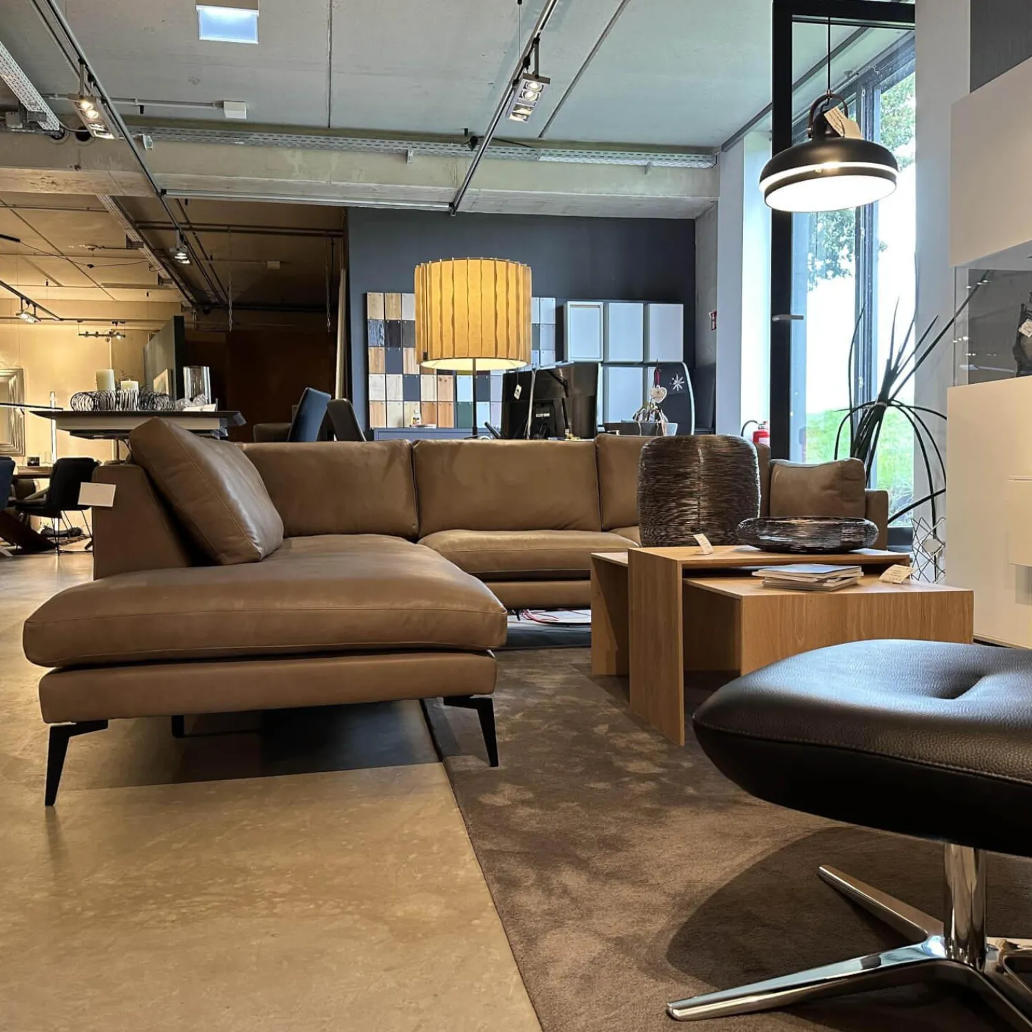 Tommy M Ecksofas|Ecksofa 3215 L Ferrara Leder Sauvage Stone Füße M058S18