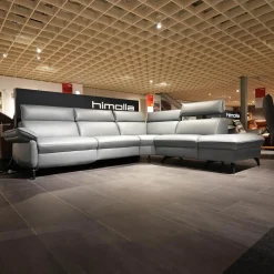 himolla Ecksofas|Ecksofa 1267 Leder 24 Longlife Sea Wallfree Grau Füße Schwarz Mit Elektrischer Relaxfunktion Und Kissen