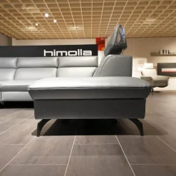 himolla Ecksofas|Ecksofa 1267 Leder 24 Longlife Sea Wallfree Grau Füße Schwarz Mit Elektrischer Relaxfunktion Und Kissen