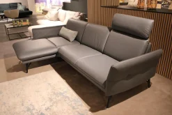 himolla Ecksofas|Ecksofa 1928 Leder 24 Longlife Aqua Grau mit Kopfstütze und 1 Nierenkissen