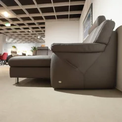 himolla Ecksofas|Ecksofa 1500 Leder 24 Longru Braun Grau Mit Elektrischem Free Wall Beschlag Mit Kopfstützen