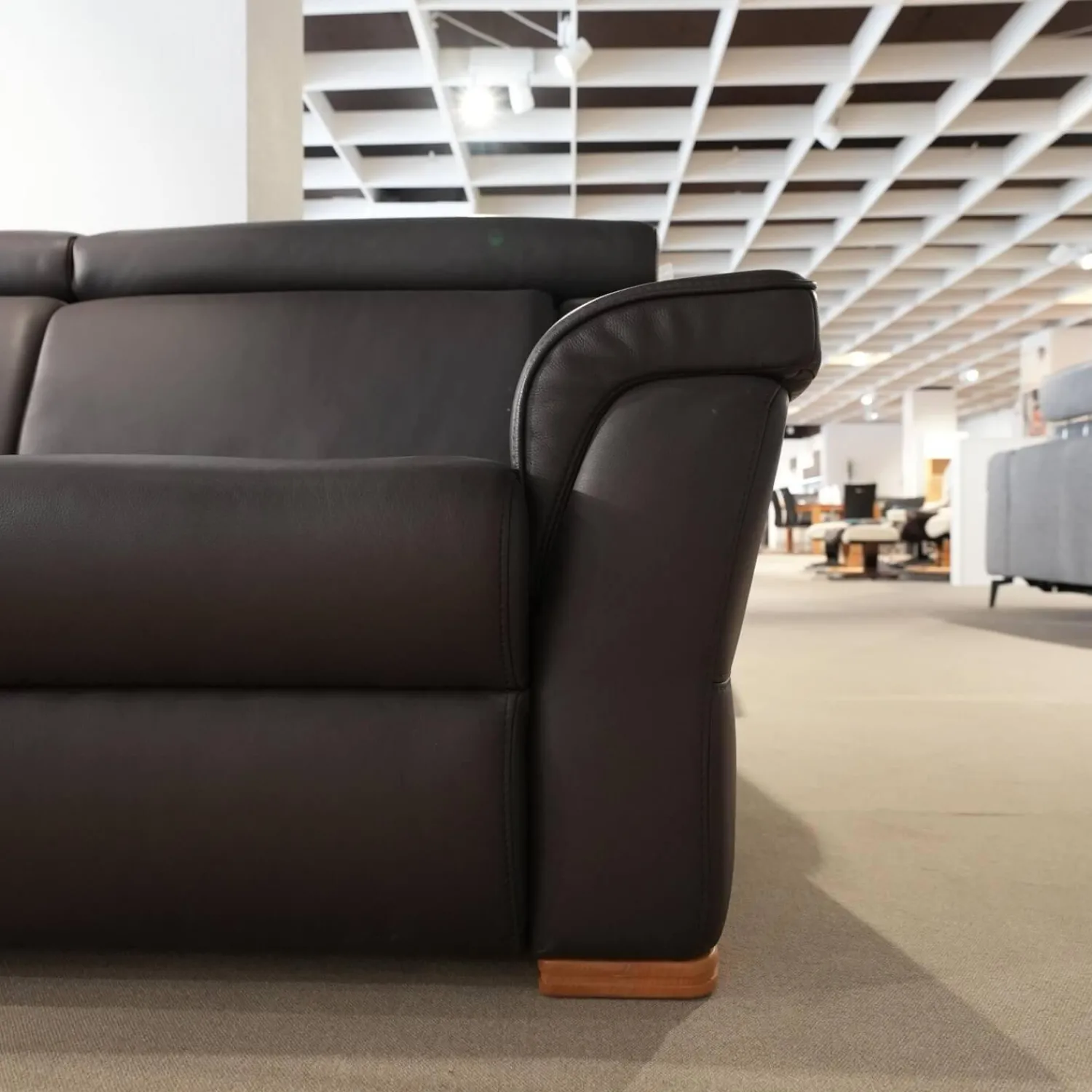 himolla Ecksofas|Ecksofa 1950 Leder 33 Longso Coffee Schwarz Anthrazit Holzteile Buche 042